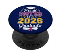 Fière sœur de la diplômée Senior de 2026, Pink Leopard PopSockets PopGrip Adhésif