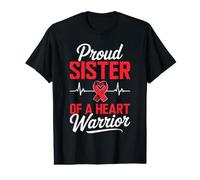 Fière sœur d'un Guerrier Cardiaque Sensibilisation aux Maladies cardiaques T-Shirt Graphique avec Valeur