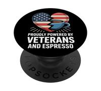 Fièrement propulsé par des vétérans et une infirmière Espresso VA PopSockets PopGrip Adhésif