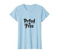 Fiers et Libres : Typographie Patriotique Aigle audacieuse T-Shirt, Femme, Bleu Céleste, S