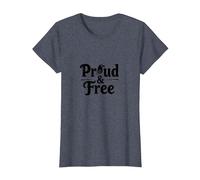 Fiers et Libres : Typographie Patriotique Aigle audacieuse T-Shirt, Femme, Bleu Chiné, S
