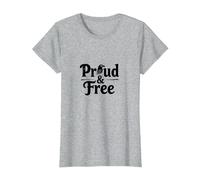 Fiers et Libres : Typographie Patriotique Aigle audacieuse T-Shirt, Femme, Gris Chiné, S