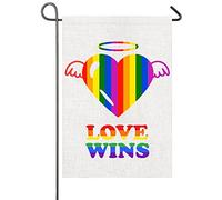 Fierté Arc-En-Ciel Angel Heart Garden Flag Couleurs Vives Drapeau Solide Bannière Pour Extérieur Intérieur Mur 30X45Cm