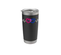 Fierté Bi Battement de Cœur Deux Cœurs LGBTQ Amour Gobelet isotherme en acier inoxydable double paroi