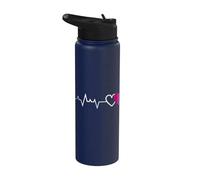 Fierté Bi Battement de Cœur Féminin Amour LGBTQ+ Stainless Steel Insulated Water Bottle