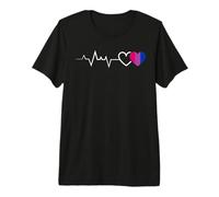 Fierté Bi Battement de Cœur Féminin Amour LGBTQ+ T-Shirt Haut de Gamme