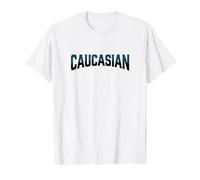 Fierté Caucasienne Texte Varsity Montagnes du Caucase Kavkaz T-Shirt Graphique avec Valeur, Homme, Blanc, S