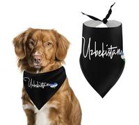 Fierté De L'Ouzbékistan Drapeau Ouzbek Cœur Serviettes Triangle pour Animaux Unique Style Bavoir Bandana Triangulaire Animal Lavable Triangle Élégantes De Chien pour Fêtes, Anniversaires 30X70Cm