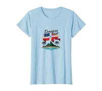 Fierté Dominicaine : Célébration Patriotique de l'île paradisiaque T-Shirt, Femme, Bleu Céleste, S