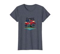 Fierté Dominicaine : Célébration Patriotique de l'île paradisiaque T-Shirt, Femme, Bleu Chiné, M