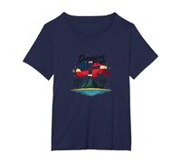 Fierté Dominicaine : Célébration Patriotique de l'île paradisiaque T-Shirt, Femme Grandes Tailles, Bleu Marine, 1X