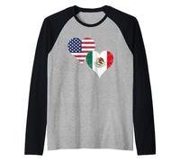 Fierté Mexicaine Américaine Un Drapeau États-Unis Mexique Manche Raglan