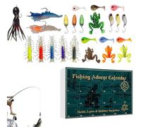 Fierudeng Calendrier De Compte À Rebours De Pêche,24-Jour 2025 Cadeaux De Fête Appât De Pêche,Calendrier De L Avent De Noël Kit De Leurres De Poissons - Pour Hommes Pêcheur Eau Douce Eau Salée Truite