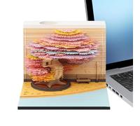 Fierudeng Calendrier mural amovible - Arbre 3D 2026 Almanach, carnet de notes, décoration de table pour école, bureau, maison, résidence, étudiants, famille, Nouvel An, fête