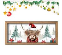 Fierudeng Décoration Murale Rustique | Panneau Animal en Bois | Décoration Murale Vache Highland en Bois | Étagères Vitrine Bibliothèque Salon Cuisine Café Intérieur