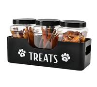 Fierudeng Dog Treat Conteneur hermétique - 3 pièces de rangement pour friandises pour animaux de compagnie, fermeture sous vide, distributeur pour céréales, farine, riz, collations