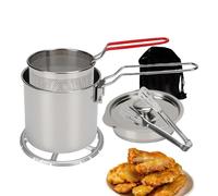 Fierudeng Friteuse de table - Lot de 7 pièces en acier inoxydable et portable - Friteuse compacte de 1,2 litre avec panier - pour cuisine, maison, camping, pique-nique, fête, cuisine du poisson et du