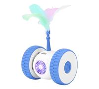 Fierudeng Jouet intelligent pour chat voiture automatique - Voiture intelligente à double roue pour intérieur Teaser électrique avec lumière LED pour animaux de compagnie ennuis races petites