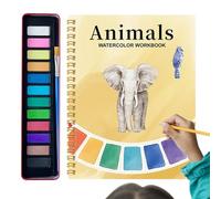 Fierudeng Livre d'exercices à l'aquarelle pour débutants, kit de peinture aquarelle pour adultes, avec 12 couleurs, kit pour les fournitures de dessin et de peinture pour les débutants et les