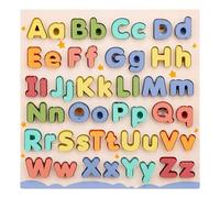 Fierudeng Puzzle Alphabet en Bois - Lettres Magnétiques en Bois Minuscules et Majuscules pour - Planche Sensorielle Interactive avec Blocs pour Garçons Filles Maison École Maternelle