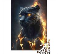 Fiery Black Panther Puzzle Blaze Predator 1000 Pièces Papier Recyclé pour Adultes Et À Partir De 12 Ans Puzzle Très Difficile E Stimolante 70x50cm/1000pcs