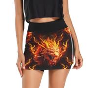Fiery Dragon Head Flames Jupe-short de sport pour femme Noir, Flammes Tête de Dragon Fiery Noir, Taille L