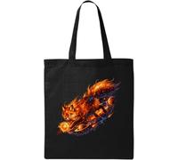 Fiery Fox Sac fourre-tout en coton naturel sautant à travers l'espace Noir