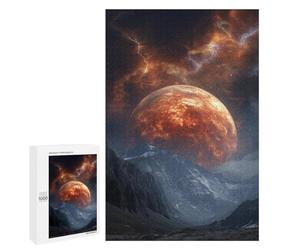 Fiery Planet Over Mountain Range Puzzle 1000 Pièces Educa Jouet en Bois Cadeau Unique Décoration Intérieure Jeu Éducatif Challenge Toy Adultes Et Enfants À Partir De 14 Ans 1000 PCS