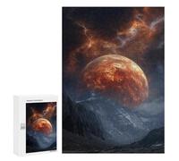 Fiery Planet Over Mountain Range Puzzle 300 Pièces Educa Jouet en Bois Cadeau Unique Décoration Intérieure Jeu Éducatif Challenge Toy Adultes Et Enfants À Partir De 14 Ans 300 PCS