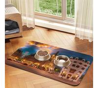 Fiery Red Street Tapis d'alimentation antidérapant en cuir absorbant pour animal domestique Séchage rapide Imperméable Lavable 40 x 60 cm