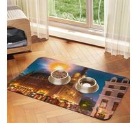 Fiery Red Street Tapis d'alimentation en similicuir absorbant l'eau pour animal domestique 30 x 45 cm antidérapant et durable pour gamelles de chat et chien