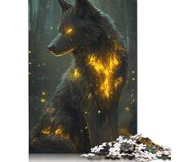 Fiery Wolf in Forest Puzzles 1000 Pièces Cadeau Unique Jeu Éducatif Défi Jouet À De Qualité Supérieure Peinture Art pour Adultes Et Enfants À Partir De 12 Ans 1000pcs (40x28cm)