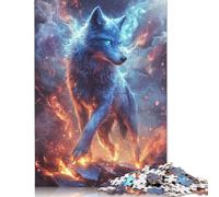 Fiery Wolf Puzzles 1000 Pieces Cadeau Unique Jeu Éducatif Défi Jouet À De Qualité Supérieure Peinture Art pour Adultes Et Enfants À Partir De 12 Ans 1000pcs (75x50cm)