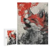 Fiery Wolf Roaring Art Print Puzzle 500 Pièces Educa Jouet en Bois Cadeau Unique Décoration Intérieure Jeu Éducatif Challenge Toy Adultes Et Enfants À Partir De 14 Ans 500 PCS