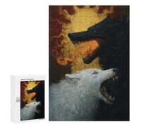 Fiery Wolves Artistic Battle Puzzle 1000 Pièces Educa Jouet en Bois Cadeau Unique Décoration Intérieure Jeu Éducatif Challenge Toy Adultes Et Enfants À Partir De 14 Ans 300 PCS