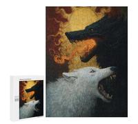 Fiery Wolves Artistic Battle Puzzle 1000 Pièces Educa Jouet en Bois Cadeau Unique Décoration Intérieure Jeu Éducatif Challenge Toy Adultes Et Enfants À Partir De 14 Ans 500 PCS