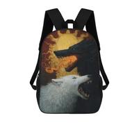 Fiery Wolves Artistic Battle Sacs À Dos Imprimés En 3D Pour Enfants 17inch Sacs À Dos Tendance Et Décontractés Pour La Journée, Sacs De Voyage, Sacs À Dos D'extérieur Pour Garçons Et Filles