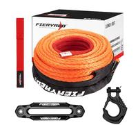 FIERYRED Kit de câble de treuil synthétique de 0,9 cm, 30,5 m, 12 020,2 kg de rechange avec crochet forgé Hawse Fairlead manchon de protection pour véhicule tout-terrain 4 roues motrices, VUS, orange