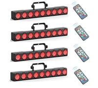 Fieryzeal 9 x 6W Jeux de Lumiere Soiree Barre LED RGBW Wallwasher Professionnel Lampe Disco Ambiance D'éclairage de Scène avec dmx Contrôle télécommande pour DJ Discothèque Fete Effets, 4 pièce