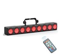 Fieryzeal 9 x 6W Jeux de Lumiere Soiree Barre LED RGBW Wallwasher Professionnel Lampe Disco Ambiance D'éclairage de Scène avec dmx Contrôle télécommande pour DJ Discothèque Fete Effets, 1 pièce