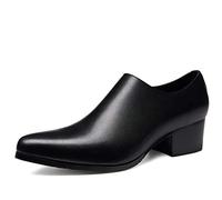 FIESSO Talon Haut Britannique Chaussures d'affaires Formelles for Hommes Oxford Premium Authentique Slip en Cuir zippée sur Le Style Bout Pointu Low Top boîte de Nuit (Color : Noir, Taille : 42 EU)