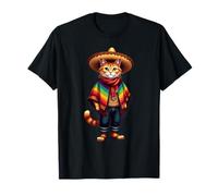 Fiesta Cat Sombrero Poncho coloré T-Shirt
