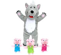 Fiesta Crafts Marionnette à main Conte de fées Loup et trois petits cochons multicolores