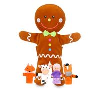 Fiesta Crafts T-2743 Gingerbread Man Hand Puppet and Finger Puppets Set,Small