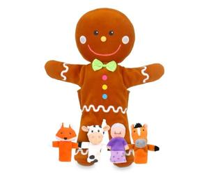 Fiesta Crafts T-2743 Gingerbread Man Hand Puppet and Finger Puppets Set,Small