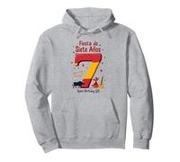 Fiesta de Siete Anos Espagnol 7ème Anniversaire Cadeau Sweat à Capuche, Unisexe pour Adultes, Gris Chiné, L