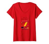 Fiesta de Siete Anos Espagnol 7ème Anniversaire Cadeau T-Shirt avec Col en V, Femme, Rouge, S