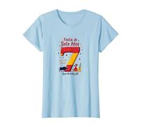 Fiesta de Siete Anos Espagnol 7ème Anniversaire Cadeau T-Shirt, Femme, Bleu Céleste, 3XL
