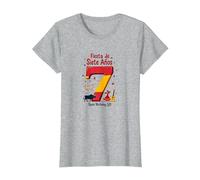 Fiesta de Siete Anos Espagnol 7ème Anniversaire Cadeau T-Shirt, Femme, Gris Chiné, 3XL