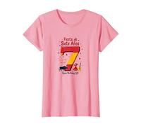 Fiesta de Siete Anos Espagnol 7ème Anniversaire Cadeau T-Shirt, Femme, Rose, XS